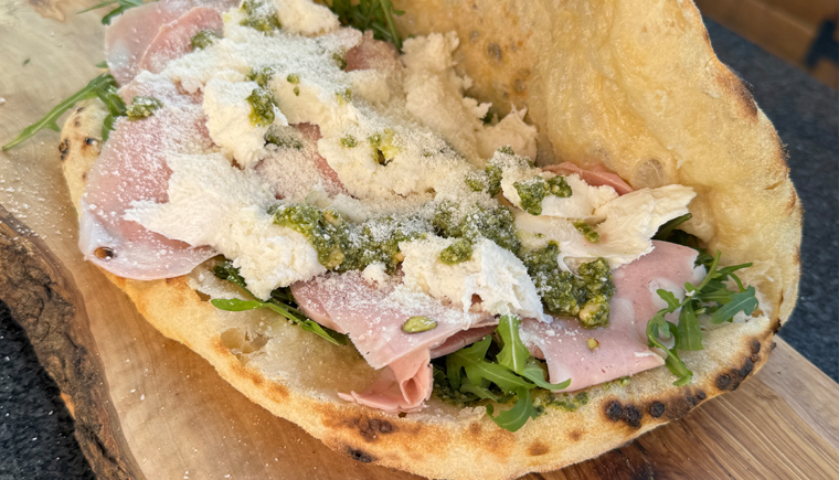 mortadella pizza sanwich