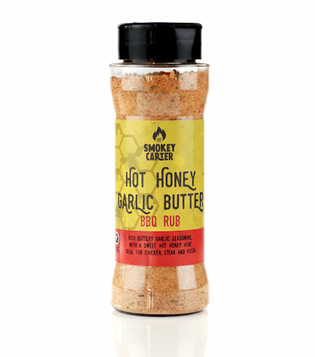 hot honey garlic butter bbq rub shaker